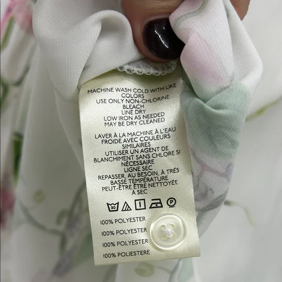 Anthropologie White and Purple Floral Silky Feel Top - Picture 5 of 5